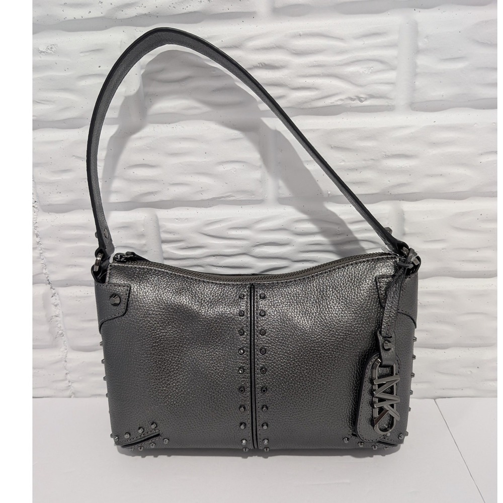 Michael Kors Astor Re-Edition 04 Gunmetal Studded Pochette Leather Shoulder Bag